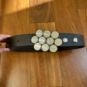 Rare Buffalo nickel Indian head great American belt buckle on a chocolate brown